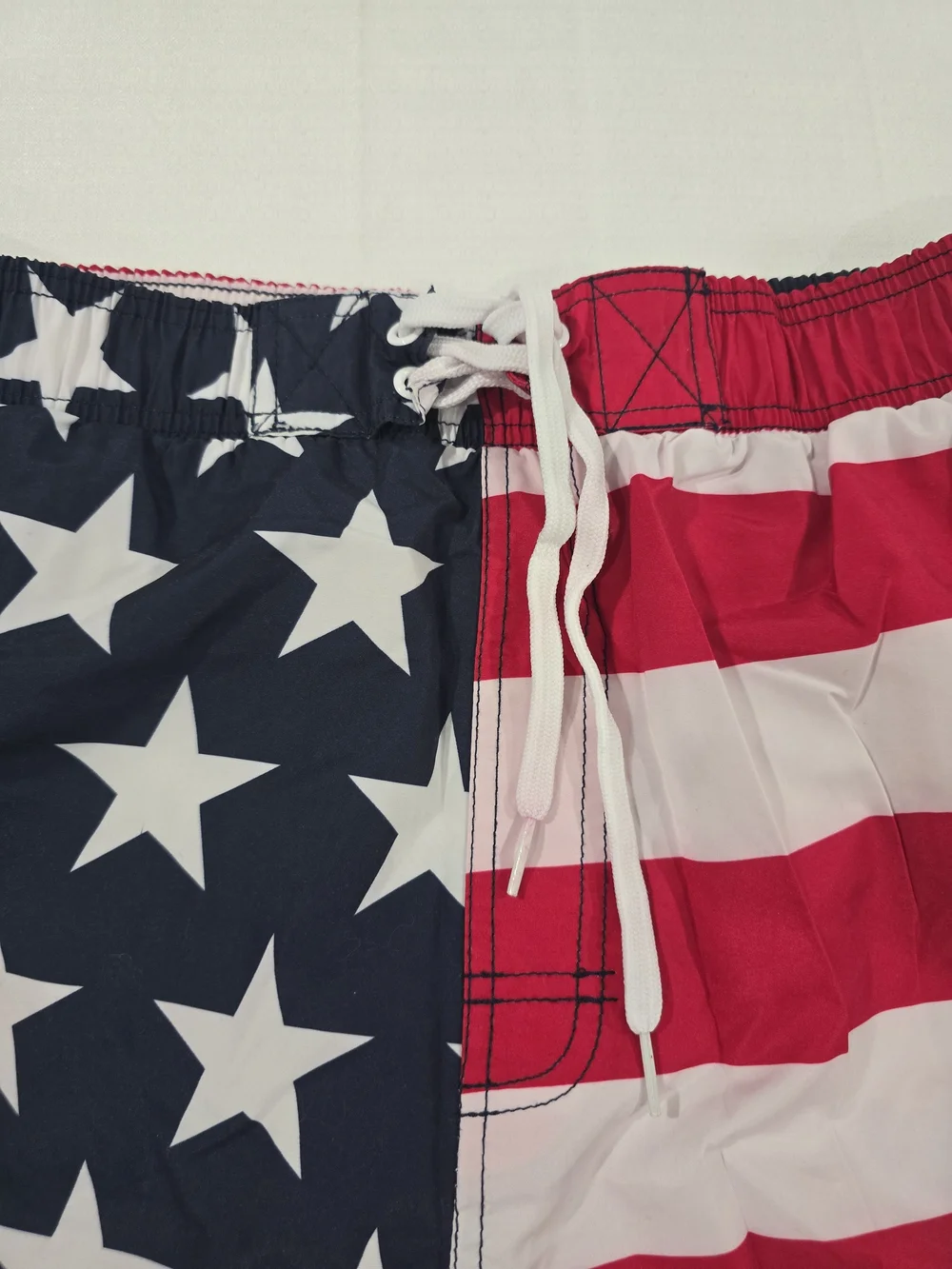 Faded Glory Red, White & Blue Star Stripe Swim Shorts Size Large (36-38)